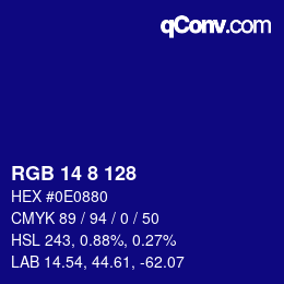 カラーコード: RGB 14 8 128 | qconv.com