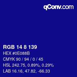 カラーコード: RGB 14 8 139 | qconv.com