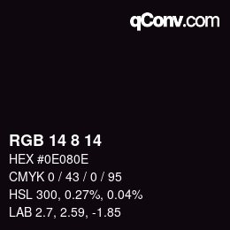 Color code: RGB 14 8 14 | qconv.com