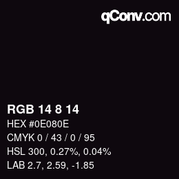 カラーコード: RGB 14 8 14 | qconv.com