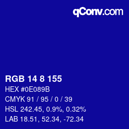 Color code: RGB 14 8 155 | qconv.com