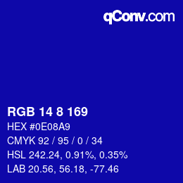 Color code: RGB 14 8 169 | qconv.com