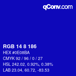 颜色代码: RGB 14 8 186 | qconv.com