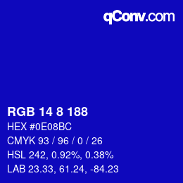 カラーコード: RGB 14 8 188 | qconv.com