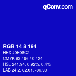 Color code: RGB 14 8 194 | qconv.com
