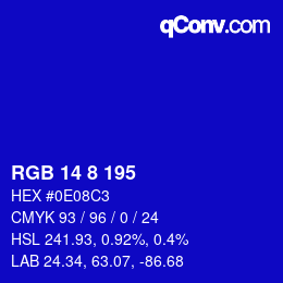 Color code: RGB 14 8 195 | qconv.com