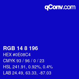 カラーコード: RGB 14 8 196 | qconv.com