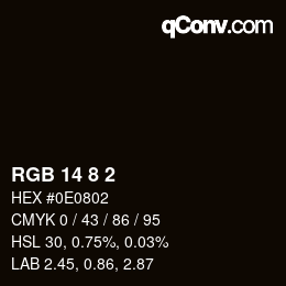 Color code: RGB 14 8 2 | qconv.com