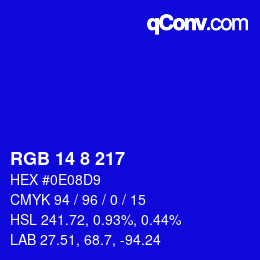 Farbcode: RGB 14 8 217 | qconv.com