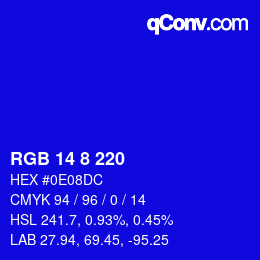カラーコード: RGB 14 8 220 | qconv.com