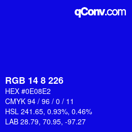Color code: RGB 14 8 226 | qconv.com