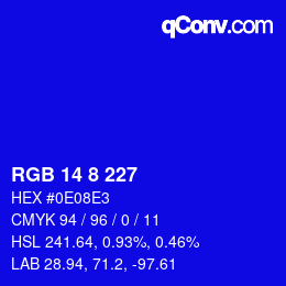 Color code: RGB 14 8 227 | qconv.com