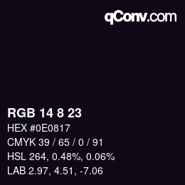 颜色代码: RGB 14 8 23 | qconv.com