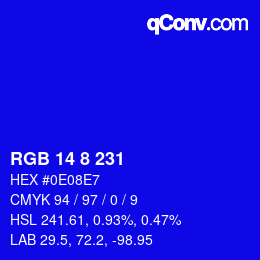 Color code: RGB 14 8 231 | qconv.com