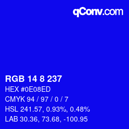 カラーコード: RGB 14 8 237 | qconv.com