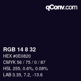 Color code: RGB 14 8 32 | qconv.com
