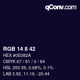 カラーコード: RGB 14 8 42 | qconv.com