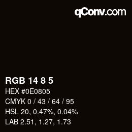 Color code: RGB 14 8 5 | qconv.com