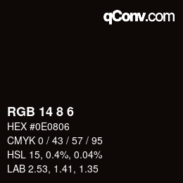 Color code: RGB 14 8 6 | qconv.com