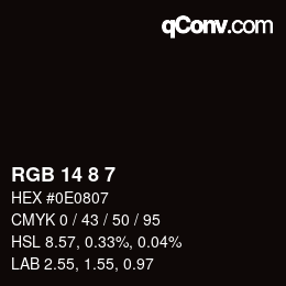 カラーコード: RGB 14 8 7 | qconv.com