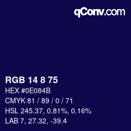 Color code: RGB 14 8 75 | qconv.com