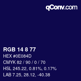カラーコード: RGB 14 8 77 | qconv.com