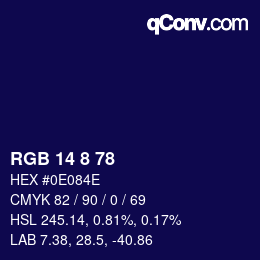 Color code: RGB 14 8 78 | qconv.com