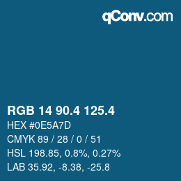 カラーコード: RGB 14 90.4 125.4 | qconv.com