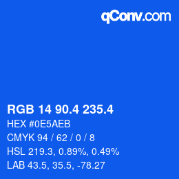 カラーコード: RGB 14 90.4 235.4 | qconv.com