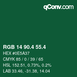 カラーコード: RGB 14 90.4 55.4 | qconv.com