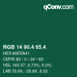 カラーコード: RGB 14 90.4 65.4 | qconv.com
