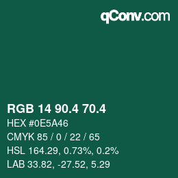 カラーコード: RGB 14 90.4 70.4 | qconv.com