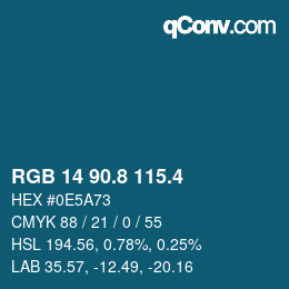 カラーコード: RGB 14 90.8 115.4 | qconv.com