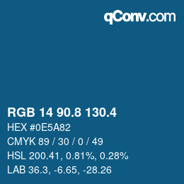 カラーコード: RGB 14 90.8 130.4 | qconv.com