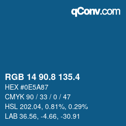 カラーコード: RGB 14 90.8 135.4 | qconv.com