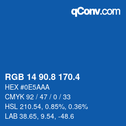 カラーコード: RGB 14 90.8 170.4 | qconv.com