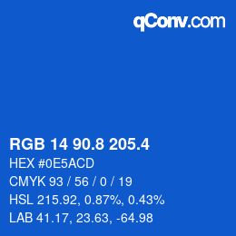 カラーコード: RGB 14 90.8 205.4 | qconv.com