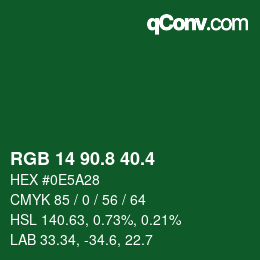 カラーコード: RGB 14 90.8 40.4 | qconv.com