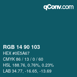 カラーコード: RGB 14 90 103 | qconv.com