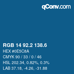 カラーコード: RGB 14 92.2 138.6 | qconv.com