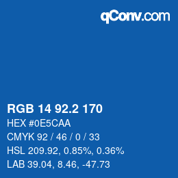 カラーコード: RGB 14 92.2 170 | qconv.com