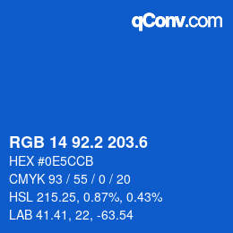 カラーコード: RGB 14 92.2 203.6 | qconv.com