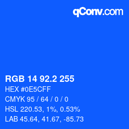 カラーコード: RGB 14 92.2 255 | qconv.com