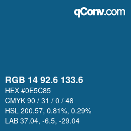 カラーコード: RGB 14 92.6 133.6 | qconv.com