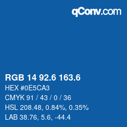 カラーコード: RGB 14 92.6 163.6 | qconv.com