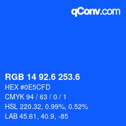 カラーコード: RGB 14 92.6 253.6 | qconv.com