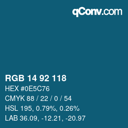 Color code: RGB 14 92 118 | qconv.com
