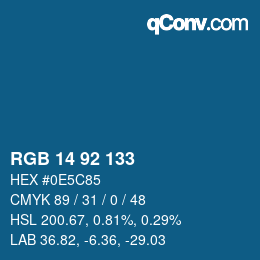カラーコード: RGB 14 92 133 | qconv.com