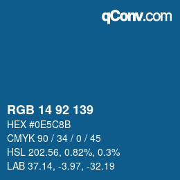 颜色代码: RGB 14 92 139 | qconv.com
