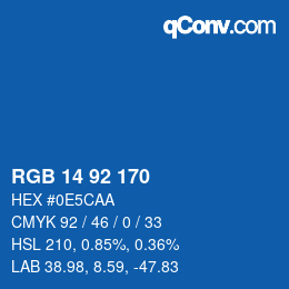 カラーコード: RGB 14 92 170 | qconv.com